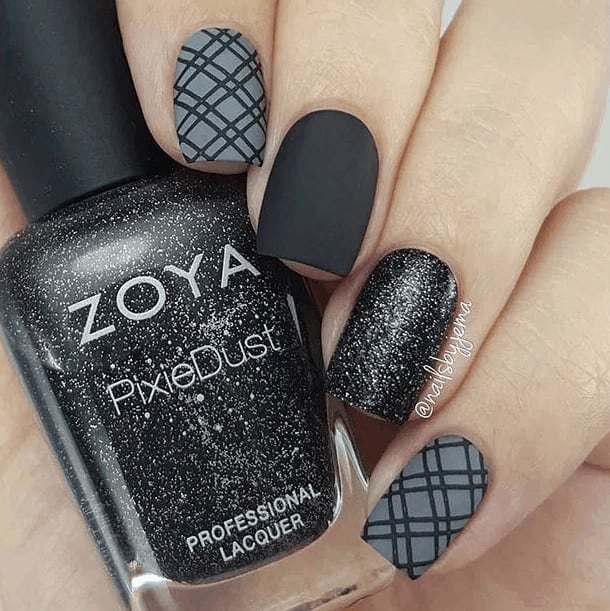 Zoya black nail art design