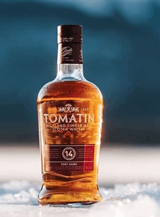 Bottle of Tomatin single malt scotch whisky