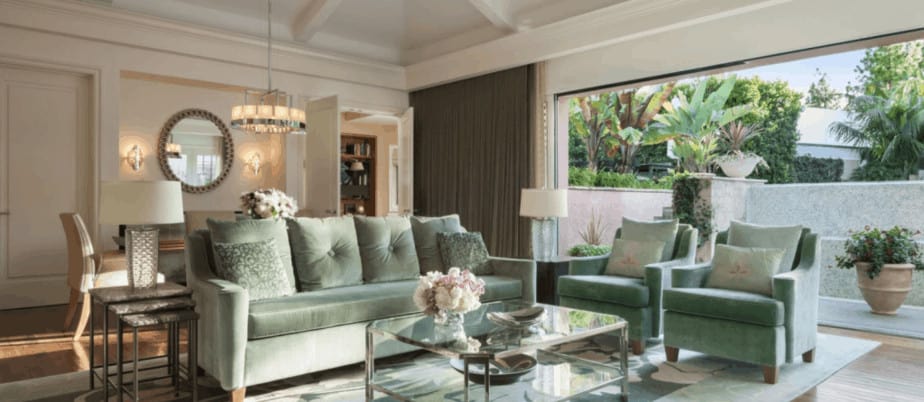 Living room in luxury hotel bungalow