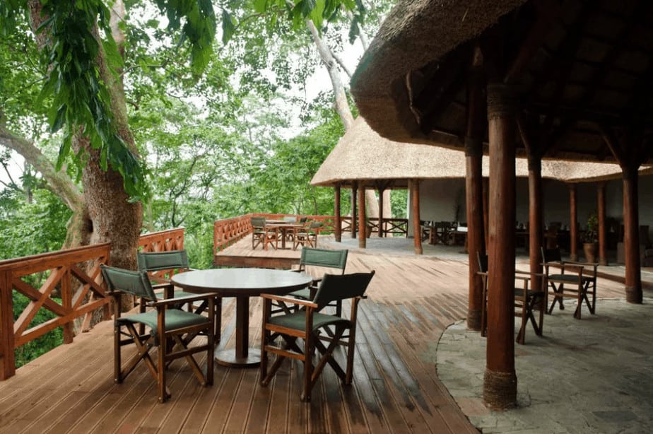 Mikeno Lodge patio for hanging out after gorilla trekking