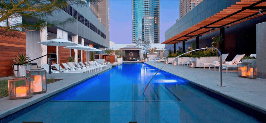 The pool at luxury W Hotel in Austin