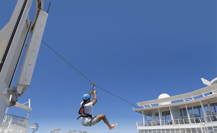 Zip line on a cruise ship