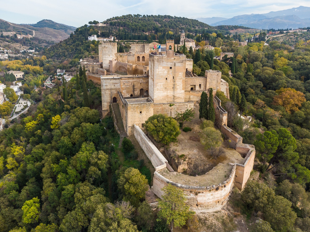 aerial-view-of-the-Alhambra-palace-and-fortress