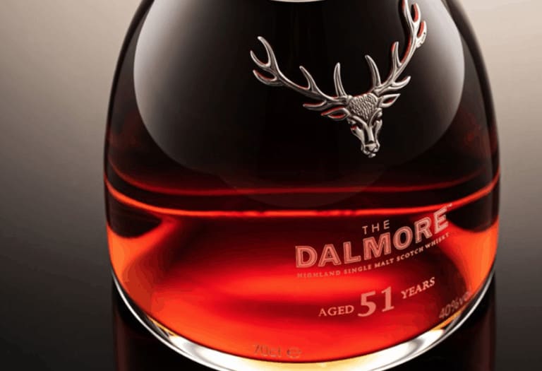 close up of Dalmore whiskey in a bottle