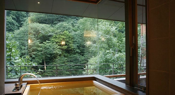 Private bath of hot springs in Japan