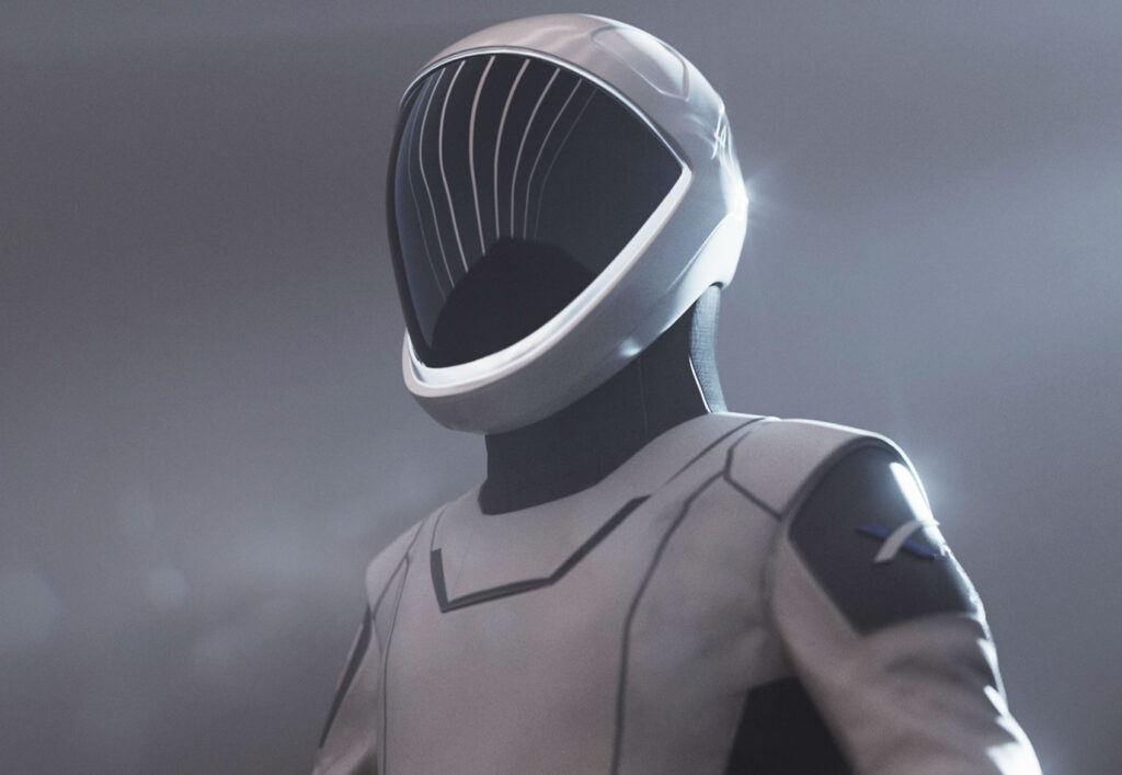 space suit with helmet