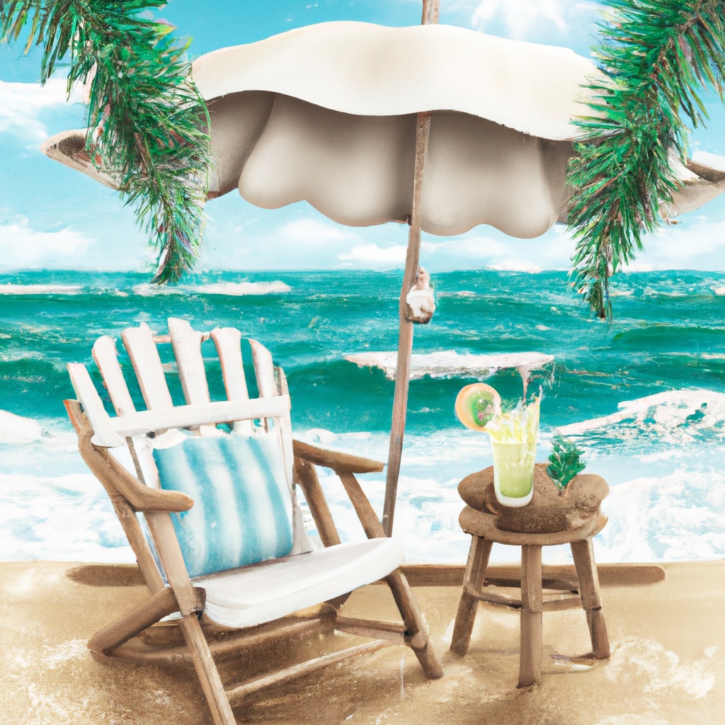 Vacation style illustration with chairs on the beach